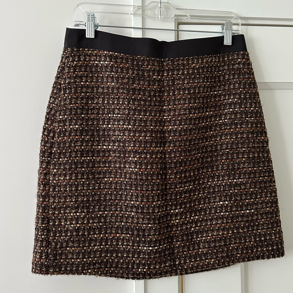 Kate Spade Tweed Boucle Brown “Skirt the Rules” Mini Skirt Wool Size 6